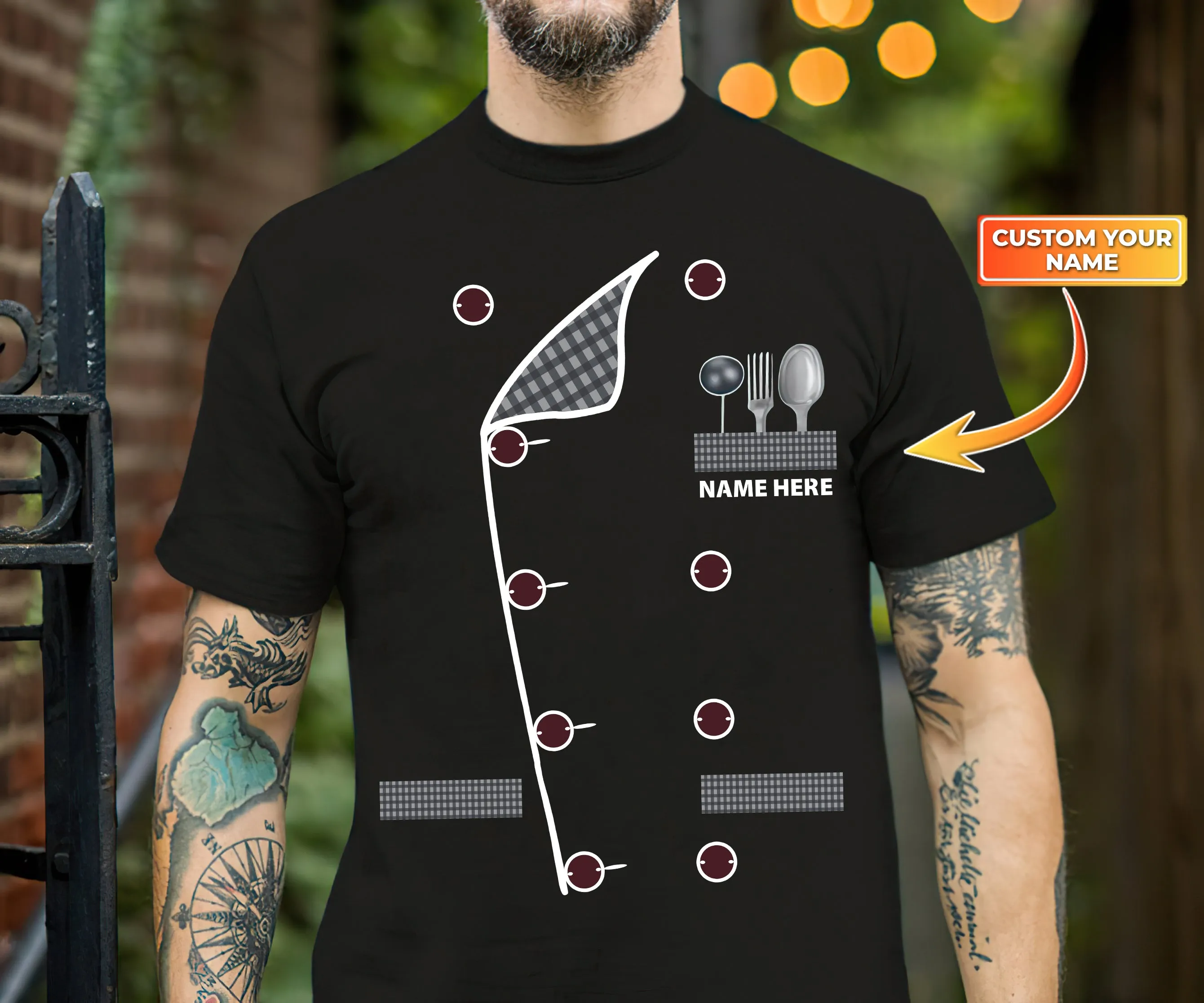 Chef, Personalized Name 2D Black Tshirt 01, RINC98