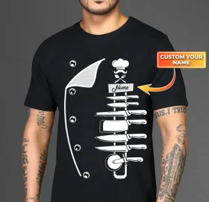 Chef, Personalized Name 2D Black Tshirt 03