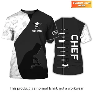 Chef Personalized Shirt Chef Apparel Chef Wear Cook Shirts Chef Uniform Black & White 2