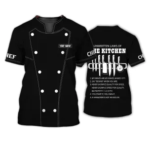 Chef Personalized Shirt Chef Apparel Chef Wear Cook Shirts Chef Uniform Black & White 4