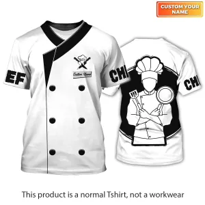 Chef Personalized Shirt Chef Apparel Chef Wear Cook Shirts Chef Uniform Black & White