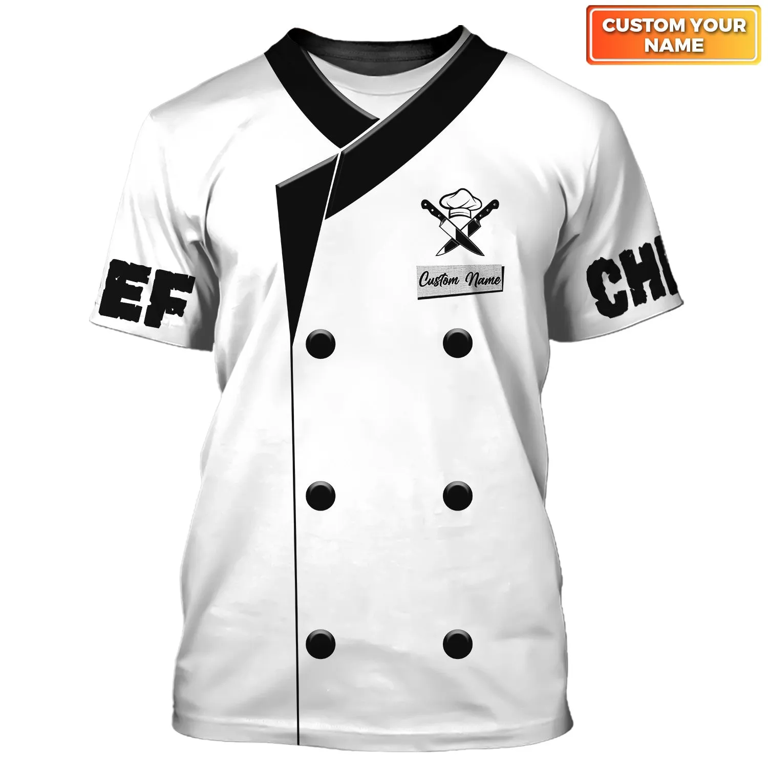 Chef Personalized Shirt Chef Apparel Chef Wear Cook Shirts Chef Uniform Black & White