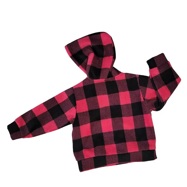 CHILD HOODED ZIP PULLOVER BUFFALO CHECK FUCHSIA