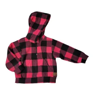 CHILD HOODED ZIP PULLOVER BUFFALO CHECK FUCHSIA