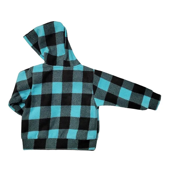 CHILD HOODED ZIP PULLOVER BUFFALO CHECK TEAL