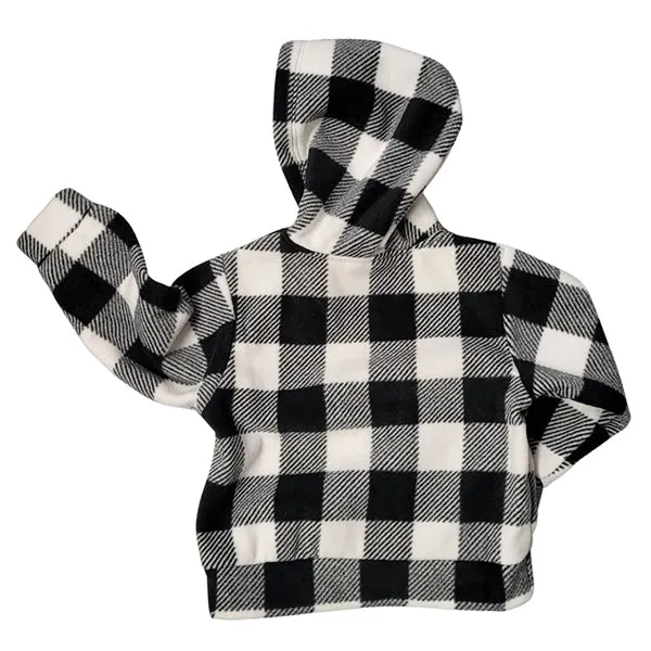 CHILD HOODED ZIP PULLOVER BUFFALO CHECK WHITE