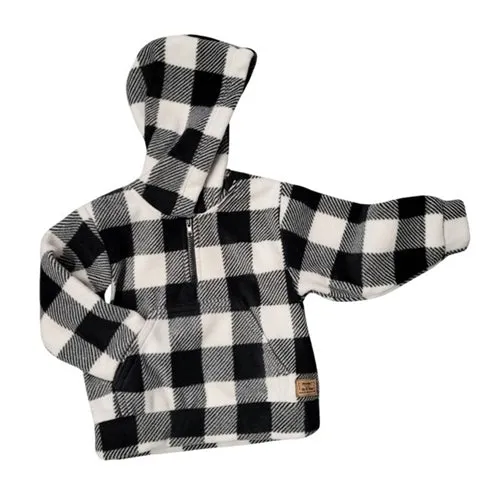 CHILD HOODED ZIP PULLOVER BUFFALO CHECK WHITE
