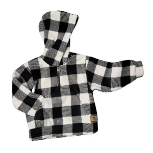 CHILD HOODED ZIP PULLOVER BUFFALO CHECK WHITE