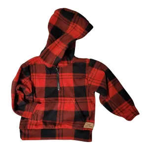CHILD HOODED ZIP PULLOVER RED PLAID