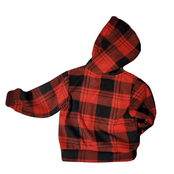 CHILD HOODED ZIP PULLOVER RED PLAID