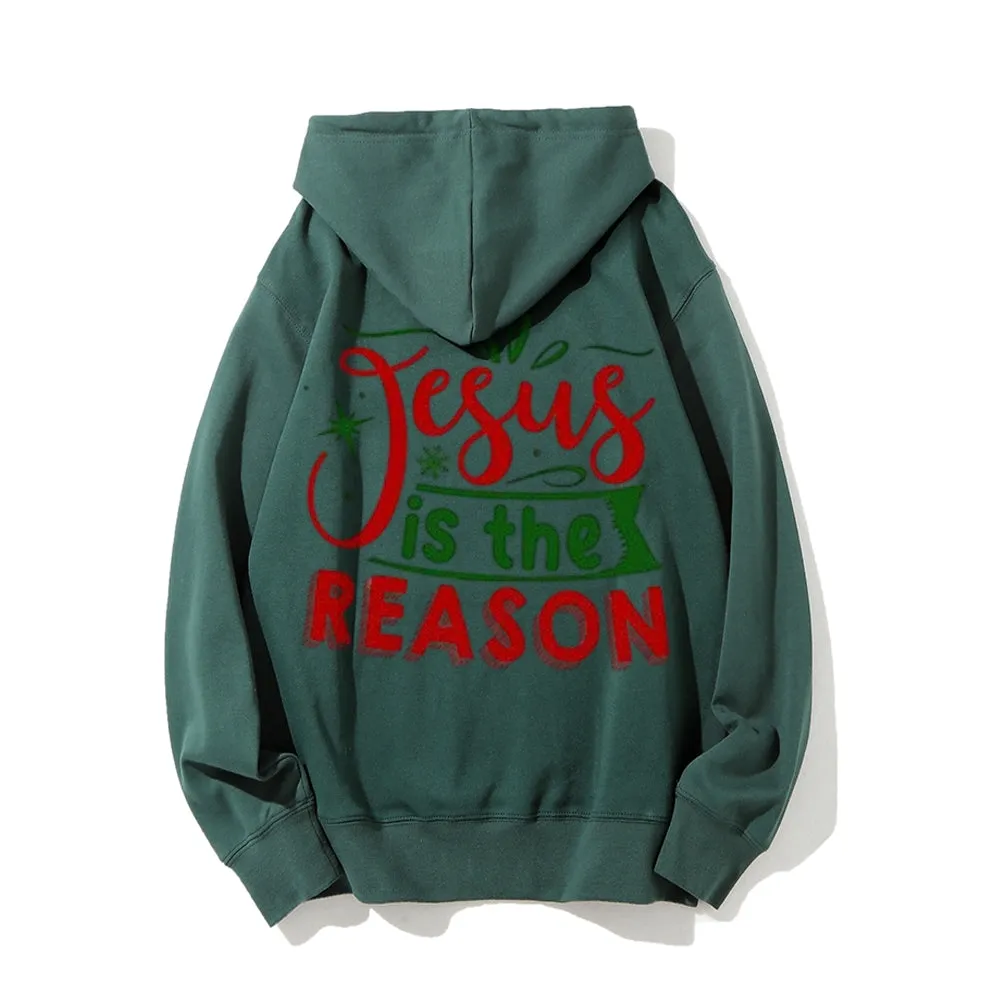 Christmas Jesus Is The Reason Graphic Pullover With Kangaroo Pocket Hoodies