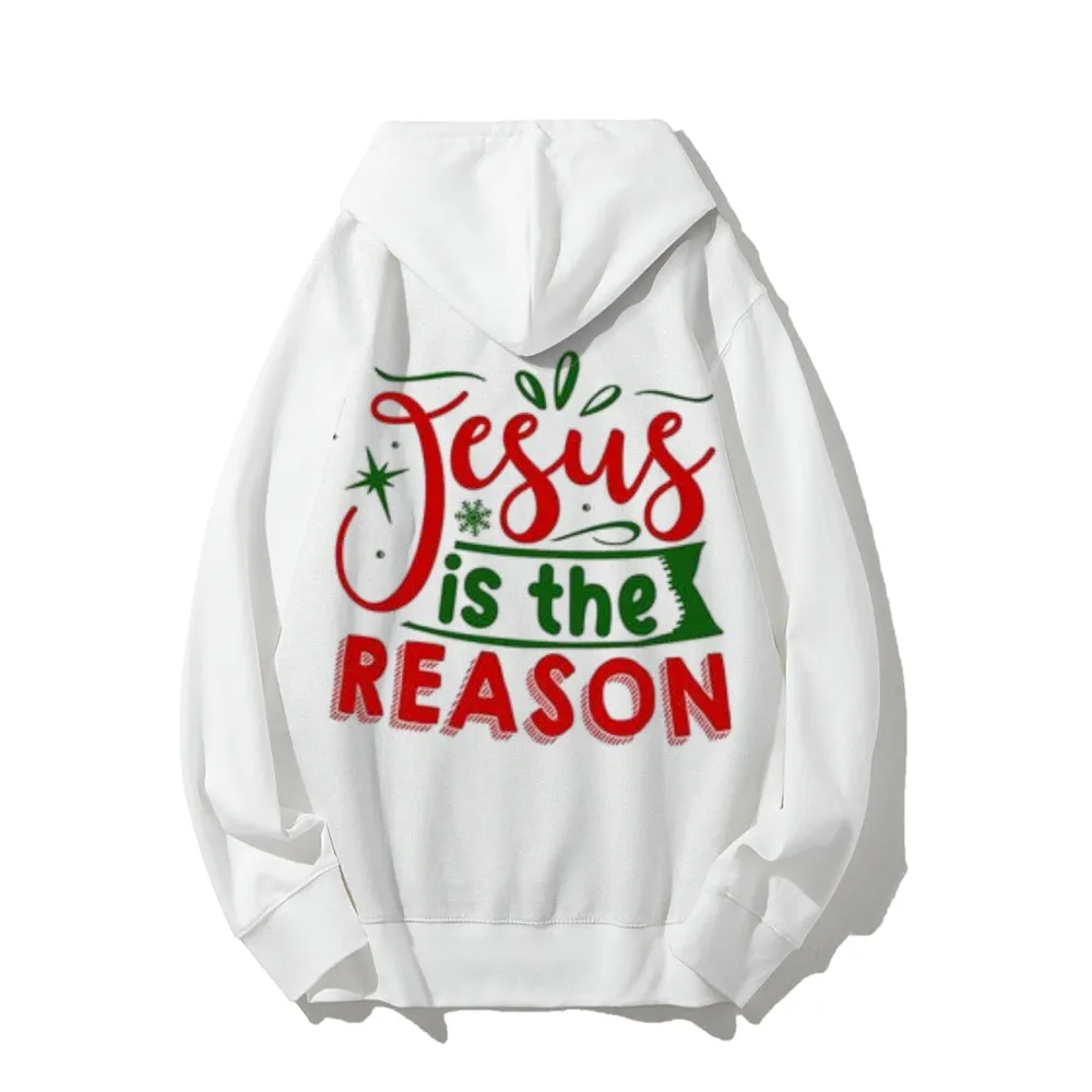 Christmas Jesus Is The Reason Graphic Pullover With Kangaroo Pocket Hoodies