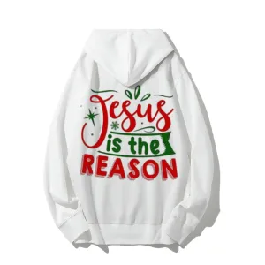 Christmas Jesus Is The Reason Graphic Pullover With Kangaroo Pocket Hoodies