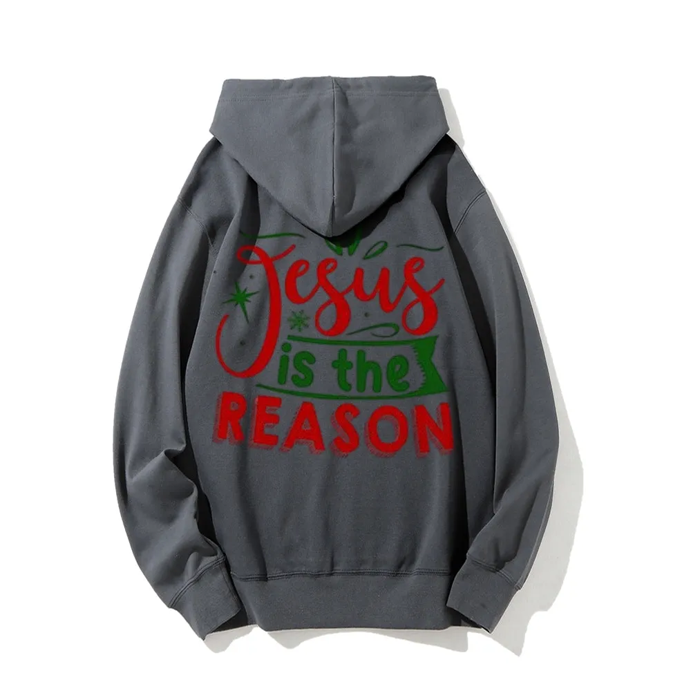 Christmas Jesus Is The Reason Graphic Pullover With Kangaroo Pocket Hoodies