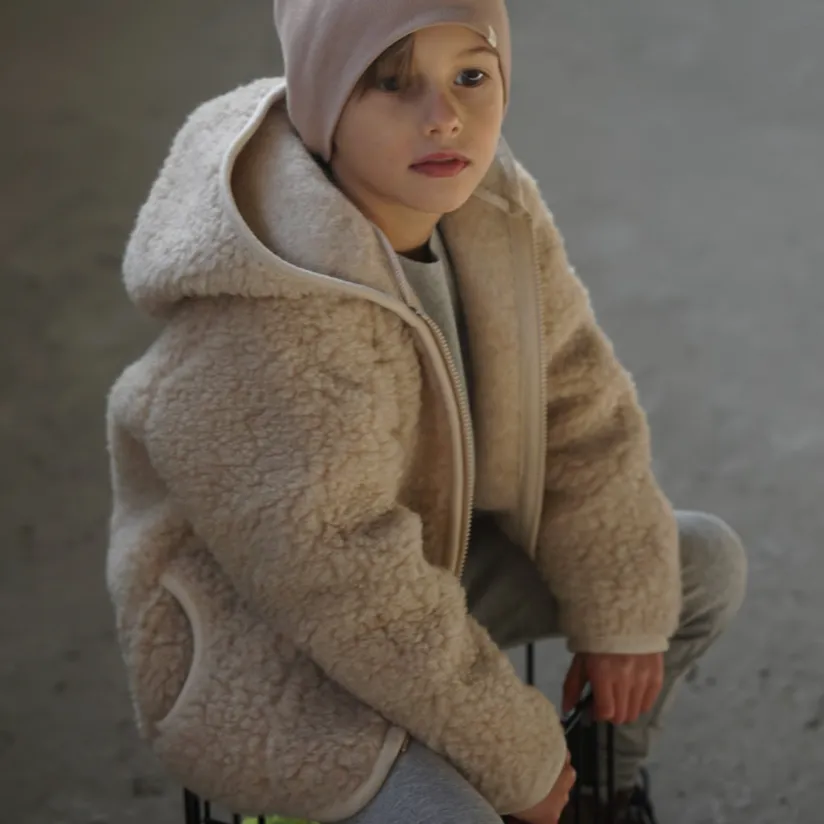 Ciara 100% Wool Hooded Coat (Biscuit)