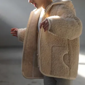 Ciara 100% Wool Hooded Coat (Biscuit)
