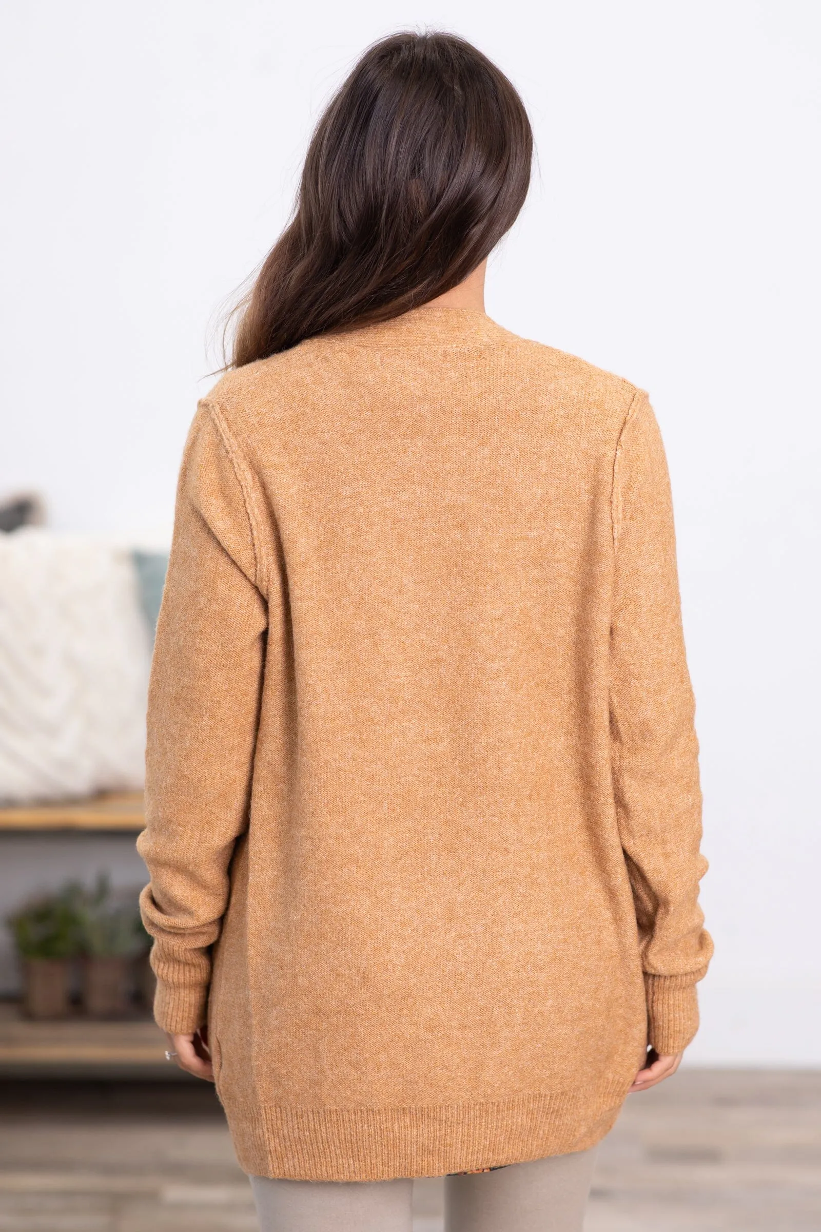 Cinnamon Melange Cardigan With Pockets
