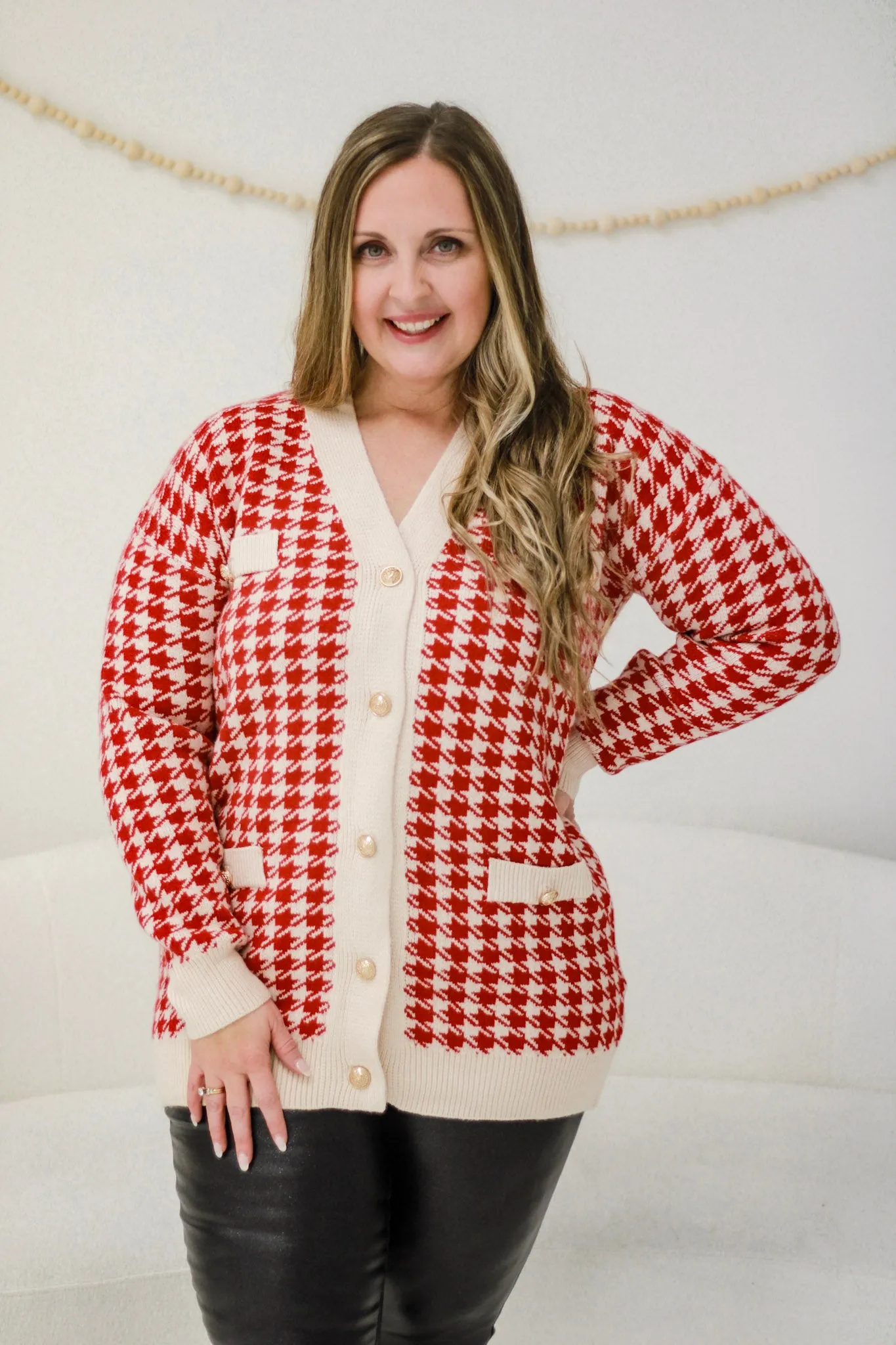 City of Love Houndstooth Cardigan
