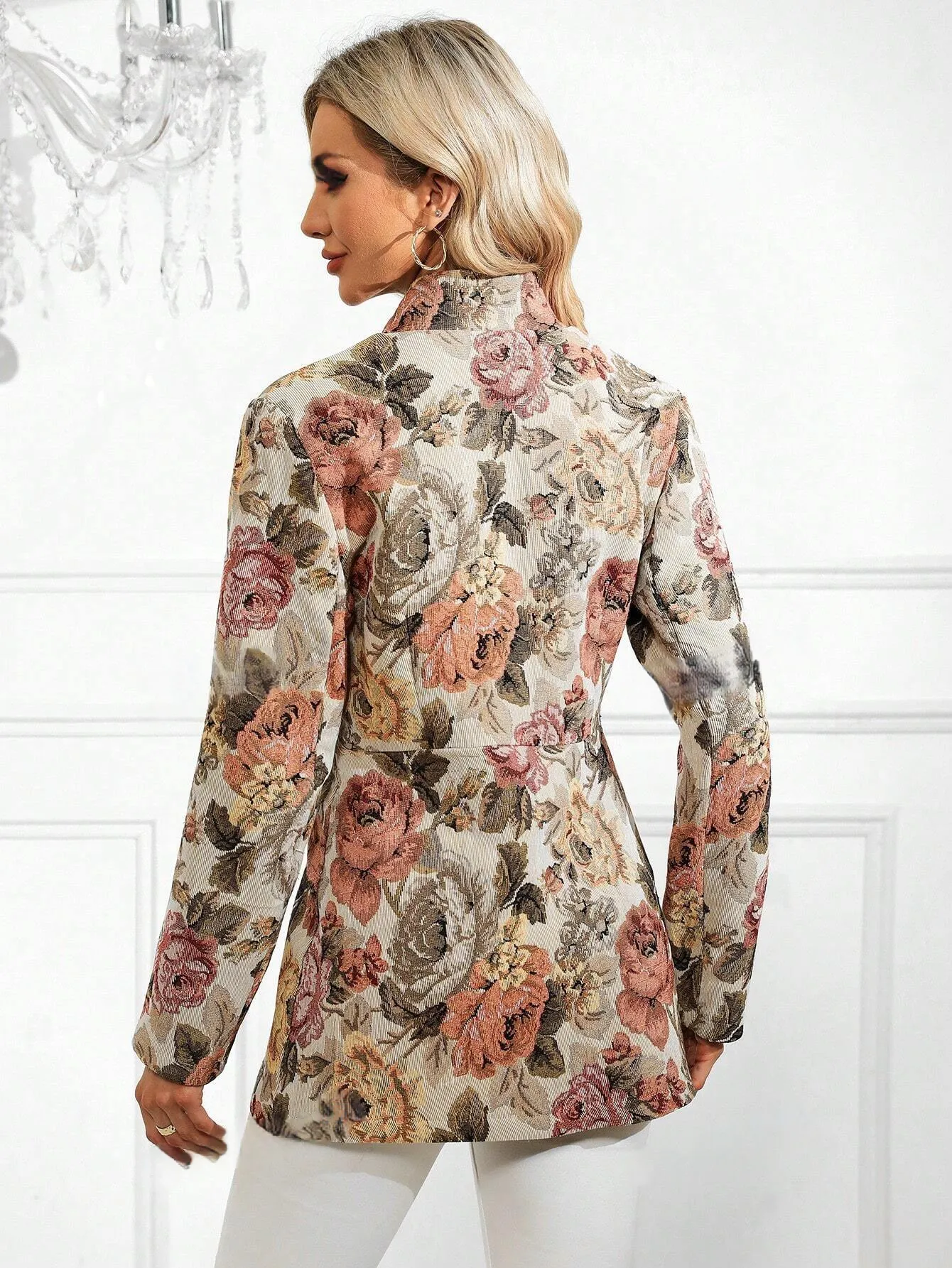 Clasi Floral Print Open Front Coat