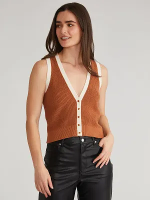 Claudia: Tipped Button Up Vest