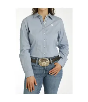 CLMSW9165049-Blue Ladies L/S  Shirt Striped Print