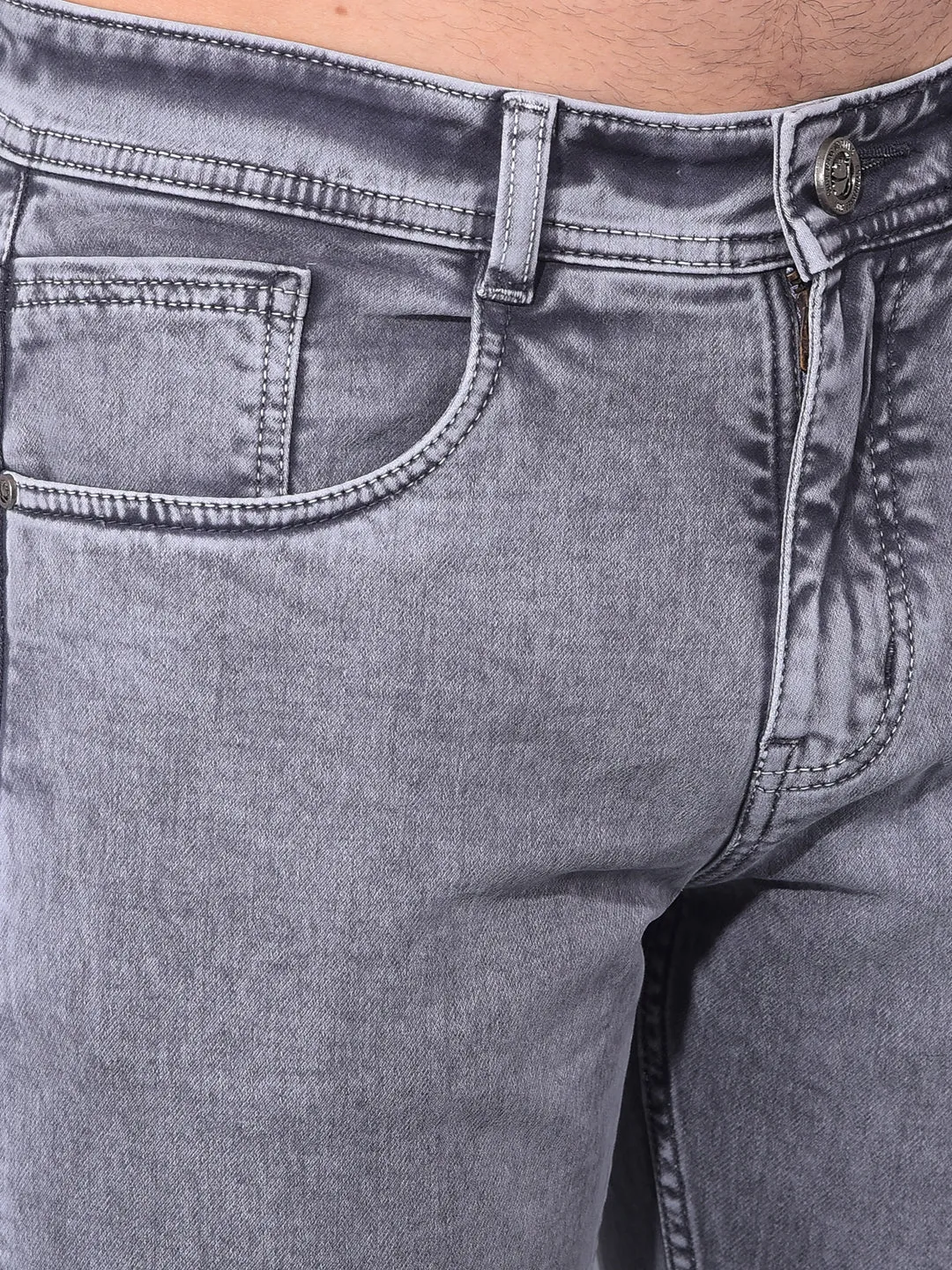 COBB Washed Grey Straight Fit Premium Jeans