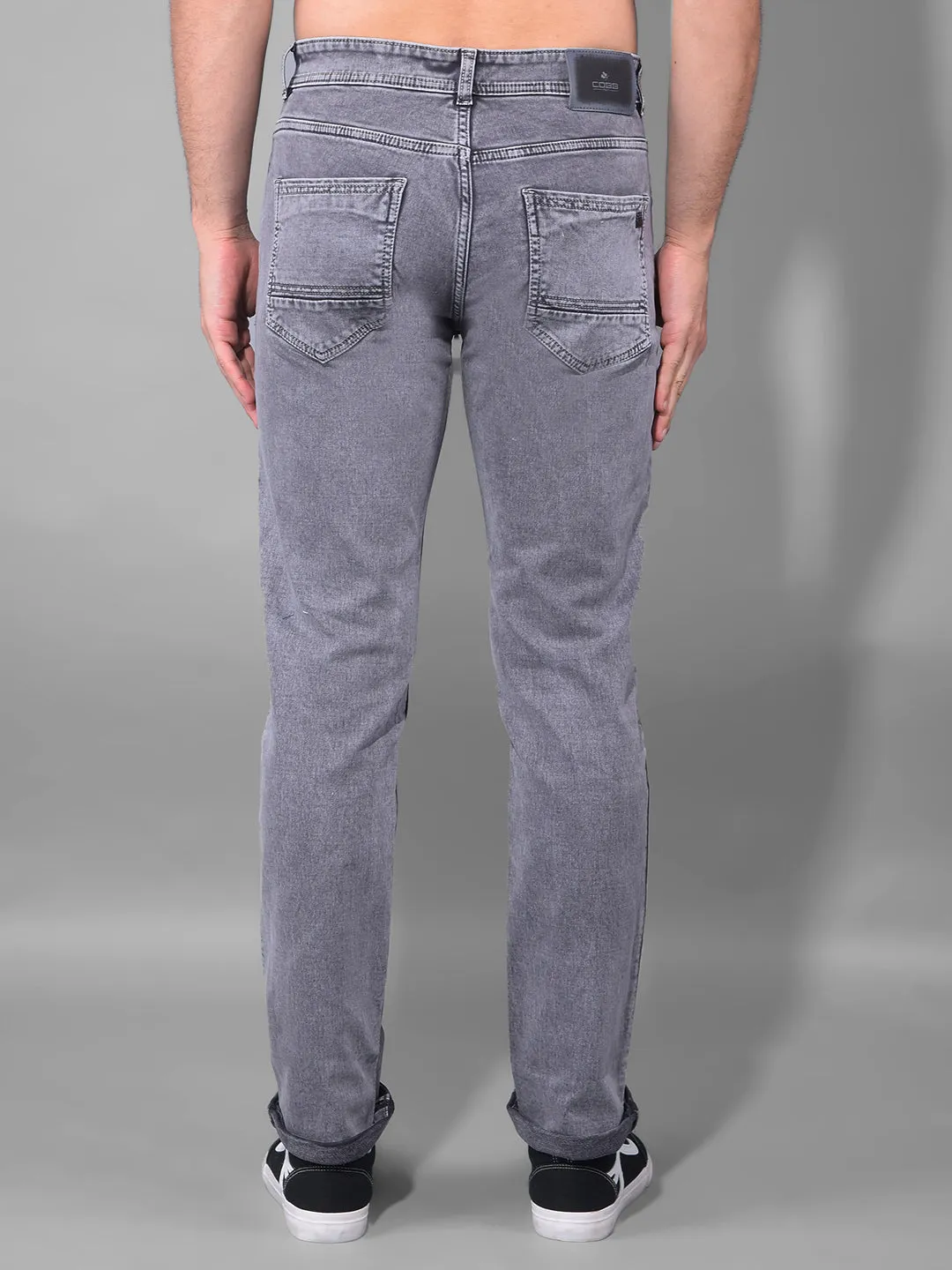 COBB Washed Grey Straight Fit Premium Jeans