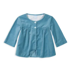 Collarless Velvet Tatiana Jacket -- French Bleu