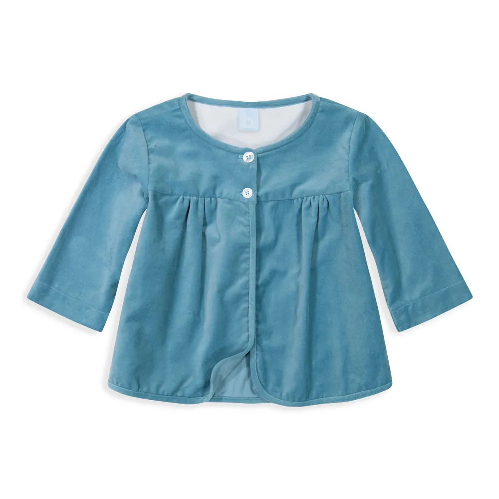 Collarless Velvet Tatiana Jacket -- French Bleu