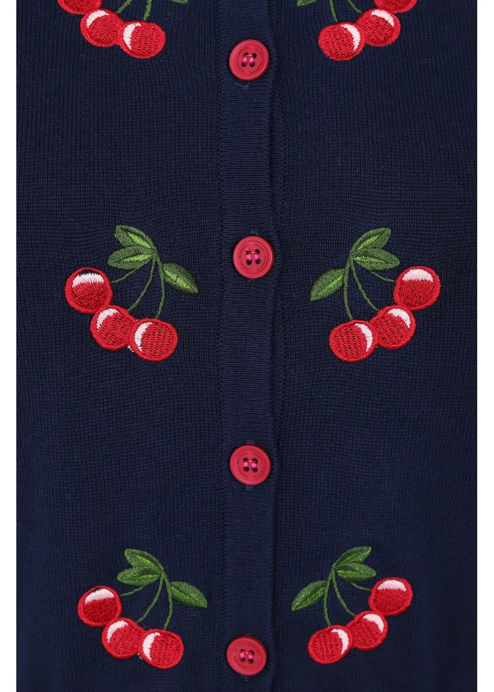 Collectif Jessie 50's Cherries Cardigan Navy Blue