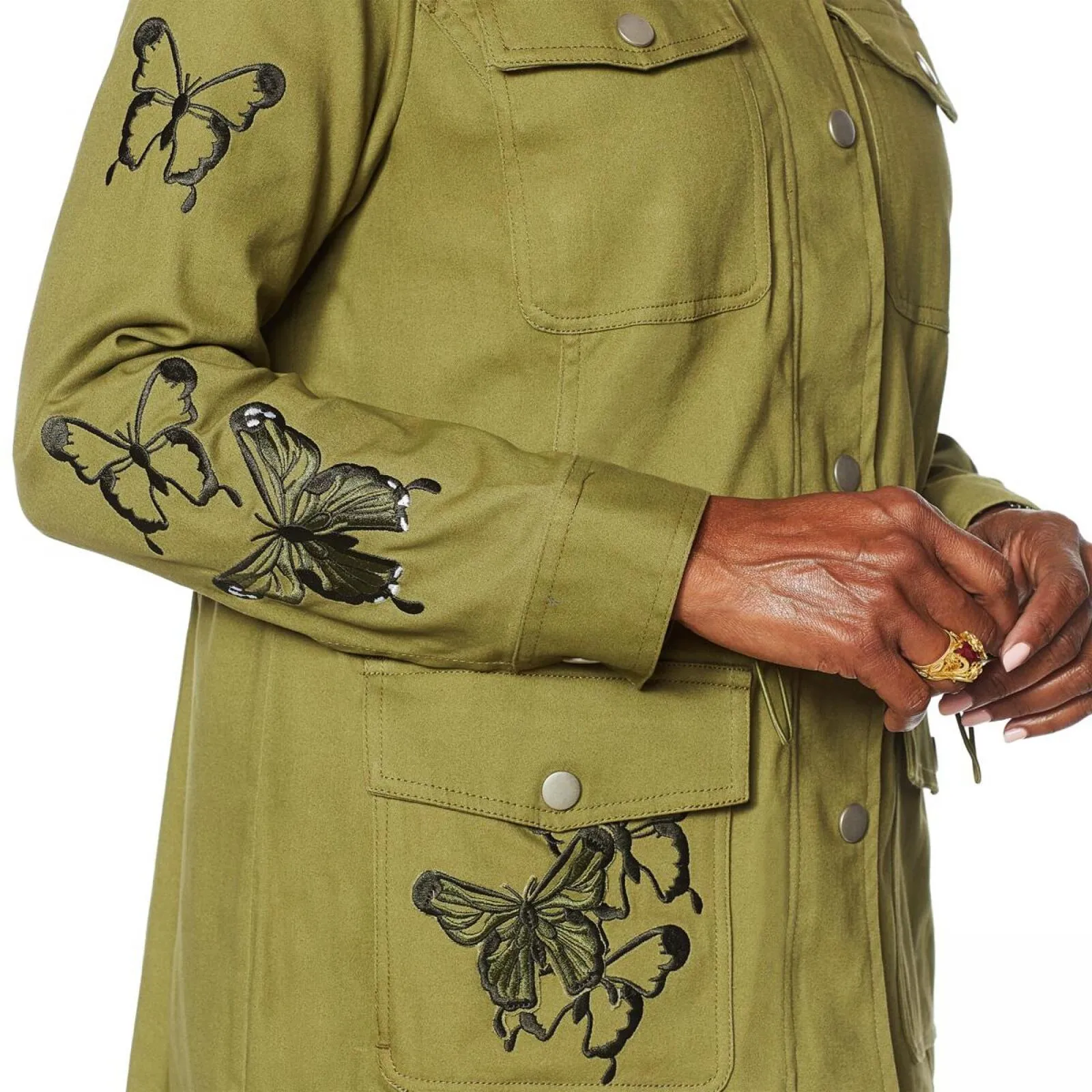 Colleen Lopez Women's Snap Front Butterfly Anorak Jacket With Pockets