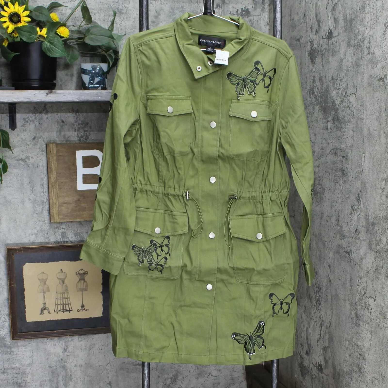 Colleen Lopez Women's Snap Front Butterfly Anorak Jacket With Pockets