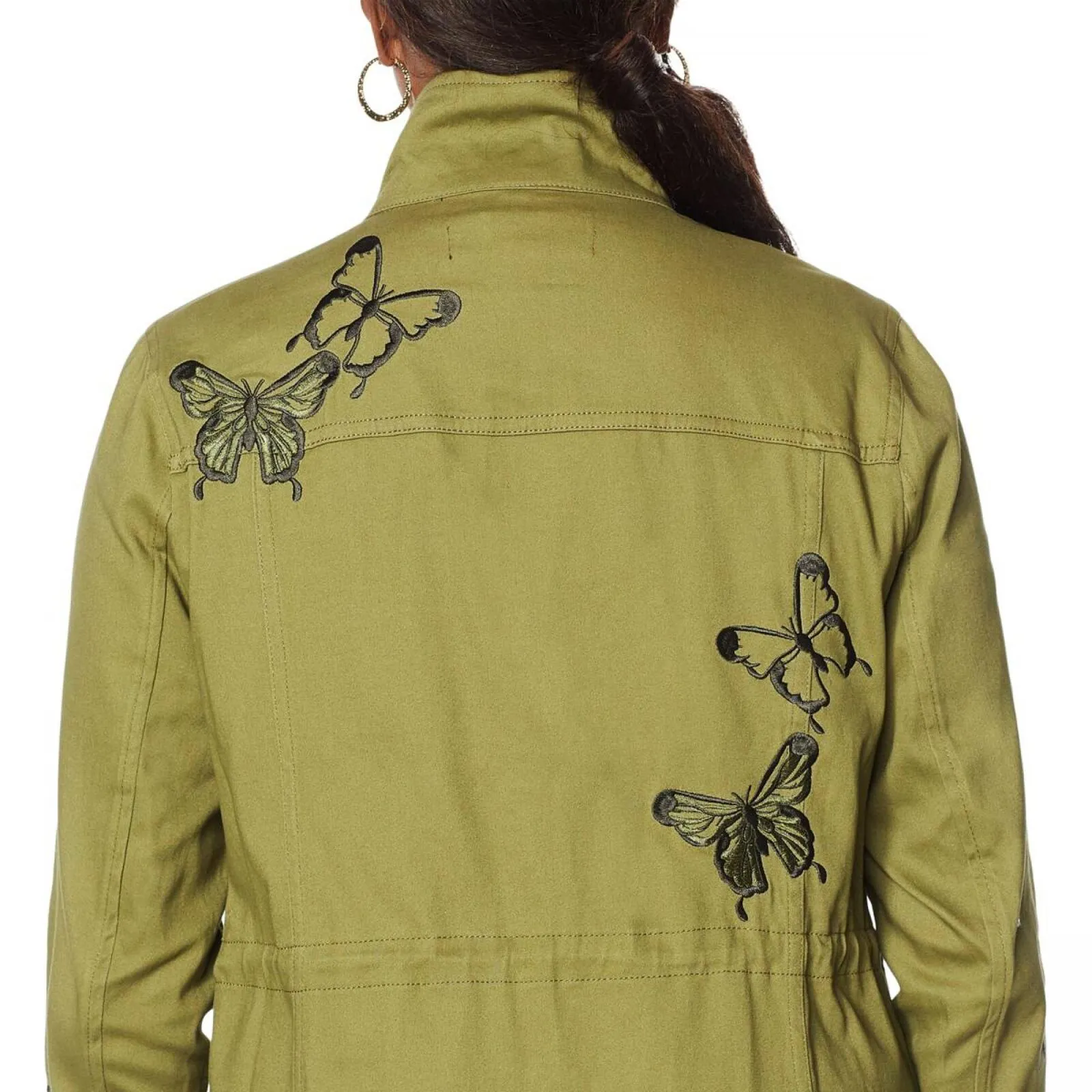 Colleen Lopez Women's Snap Front Butterfly Anorak Jacket With Pockets