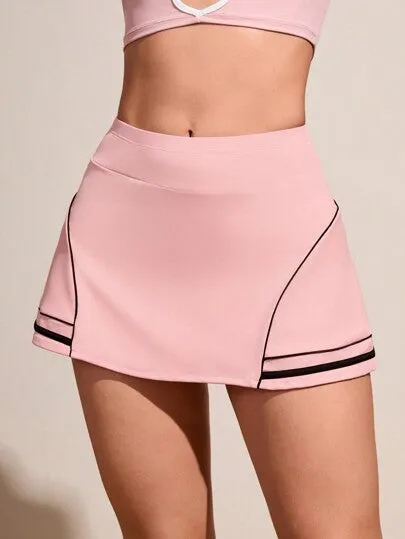 Color Block Trim Summer Sports Mini Skirt – Stylish & Comfortable Activewear