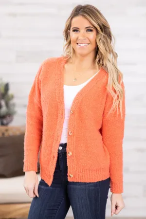 Coral Cardigan With Buttons