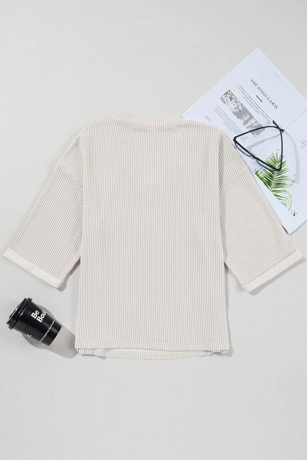 Corded Drop Shoulder Classy Fall Sweatshirt