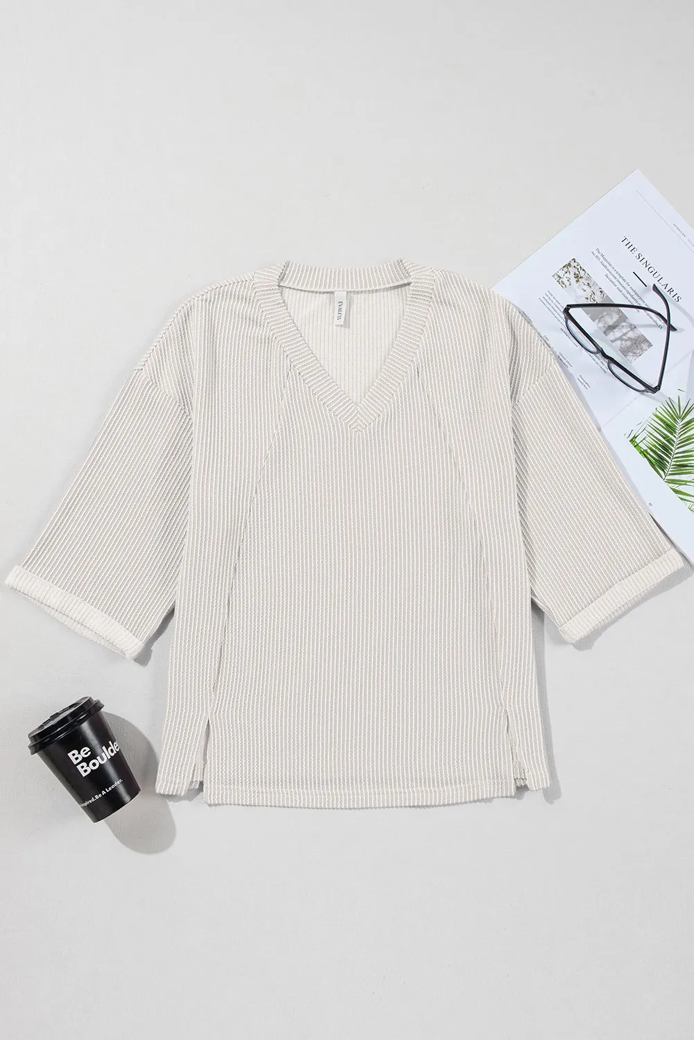 Corded Drop Shoulder Classy Fall Sweatshirt