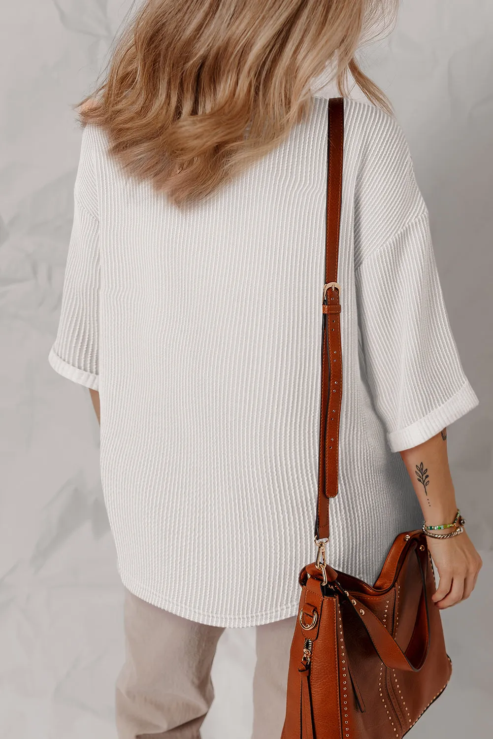 Corded Drop Shoulder Classy Fall Sweatshirt