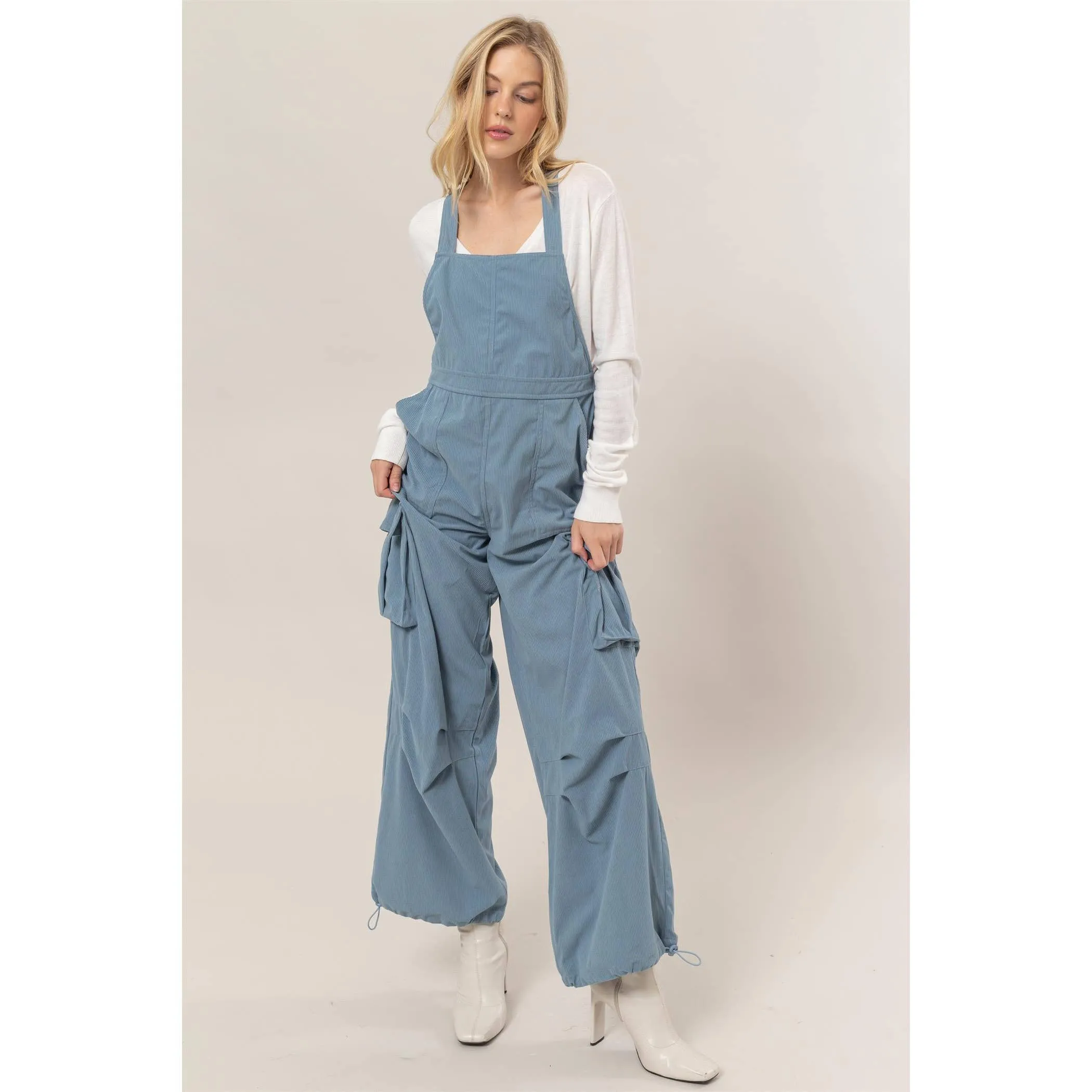 Corduroy Cargo HYFVE Overalls: Blue