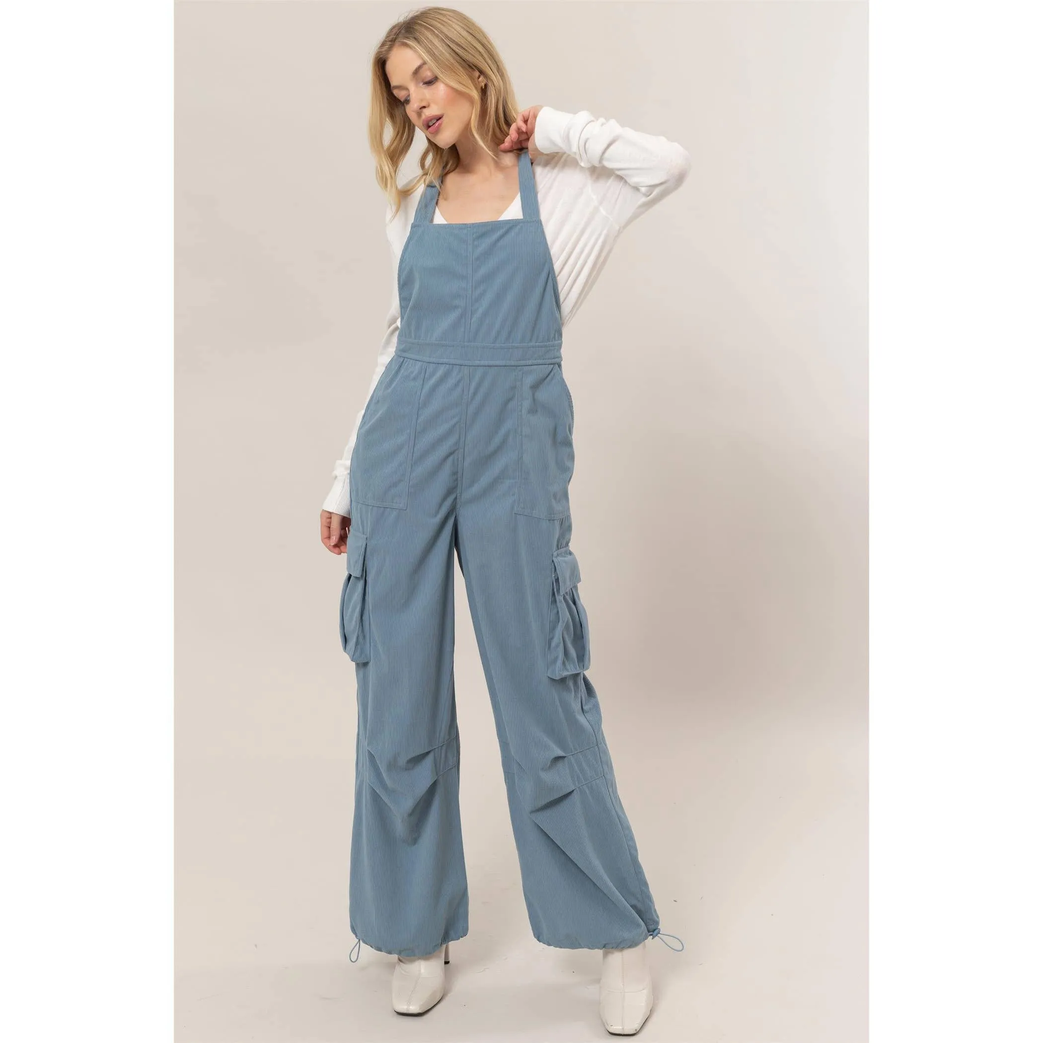 Corduroy Cargo HYFVE Overalls: Blue
