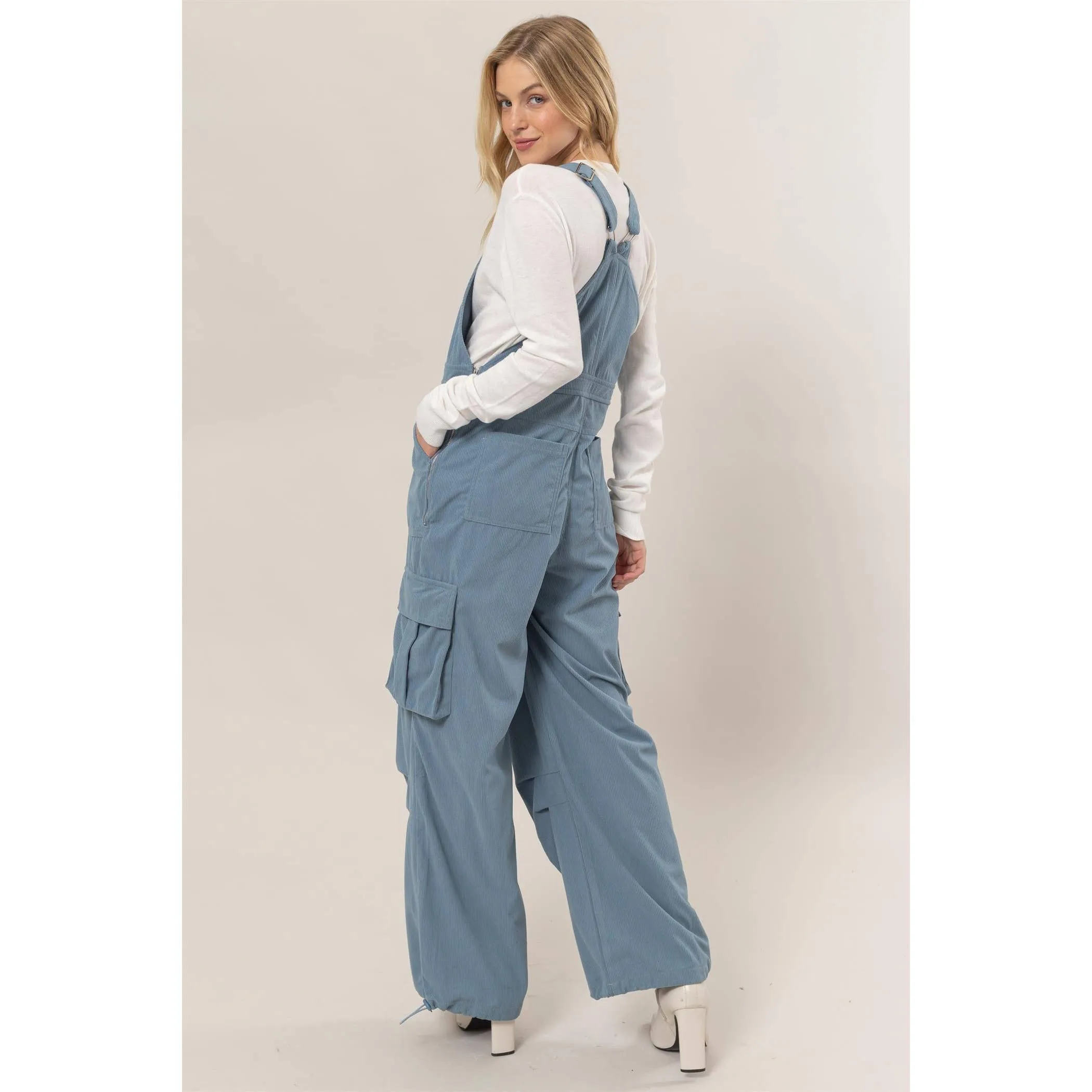 Corduroy Cargo HYFVE Overalls: Blue