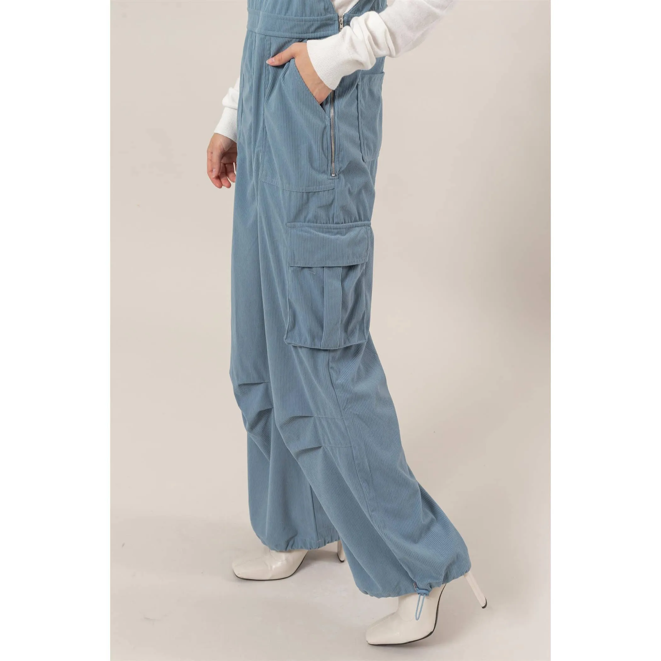 Corduroy Cargo HYFVE Overalls: Blue