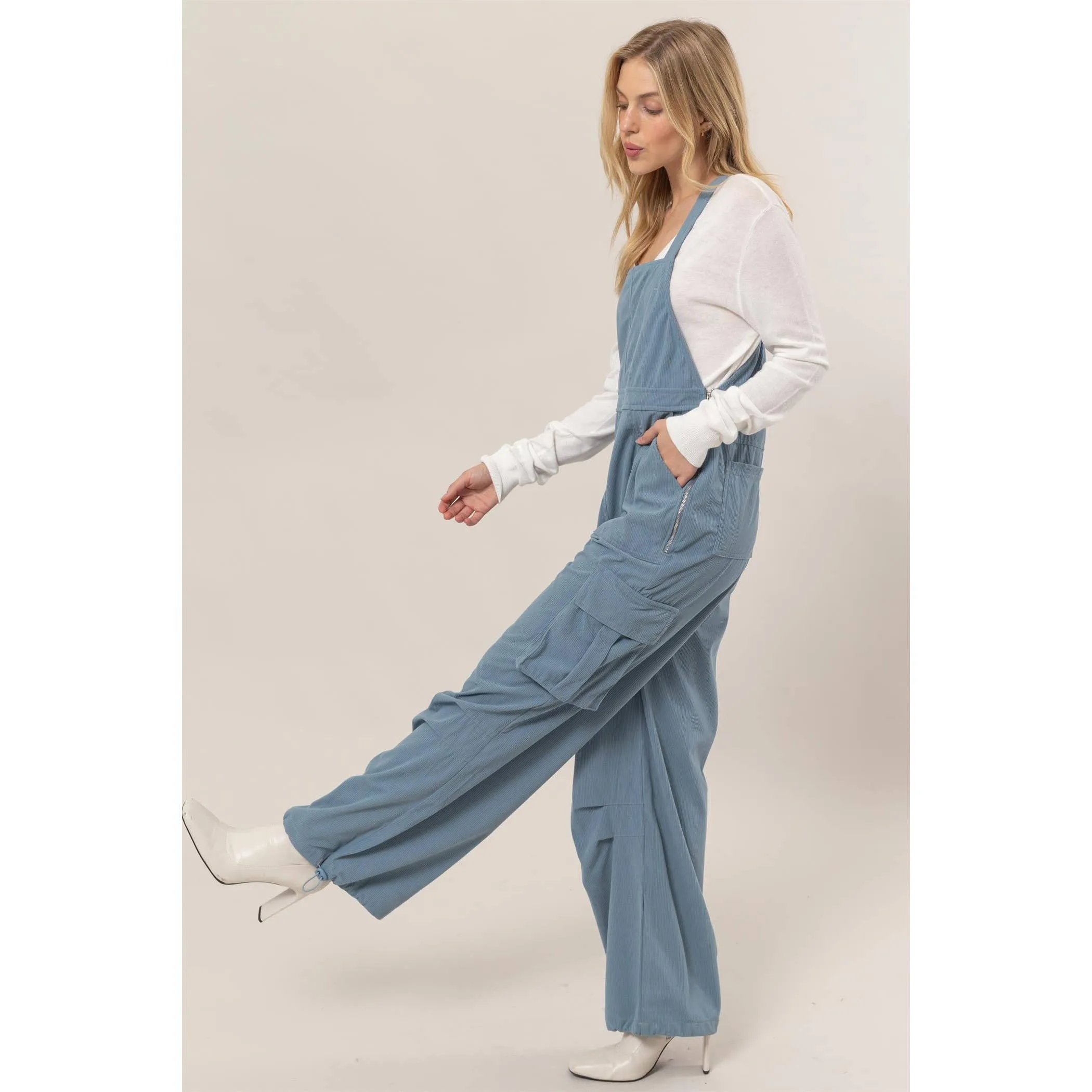Corduroy Cargo HYFVE Overalls: Blue