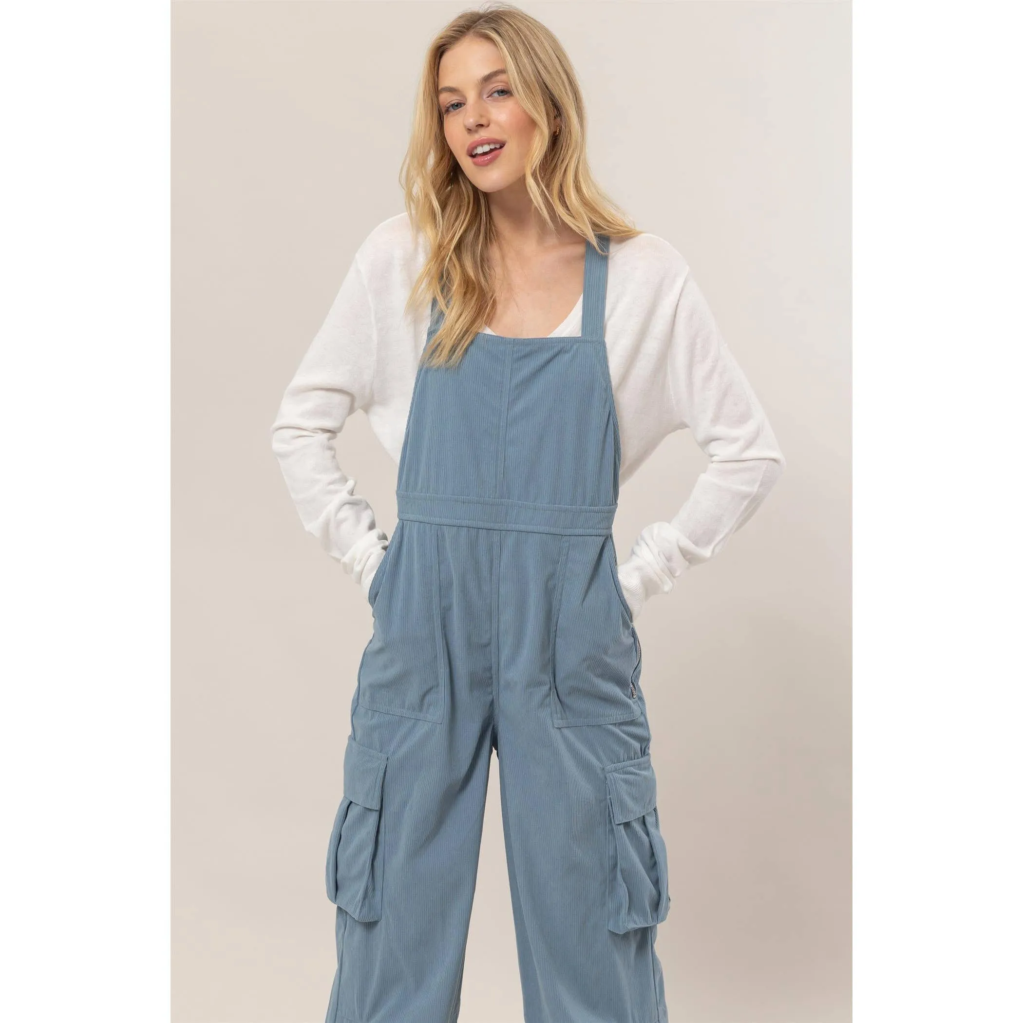 Corduroy Cargo HYFVE Overalls: Blue