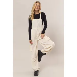Corduroy Cargo Overalls: Cream