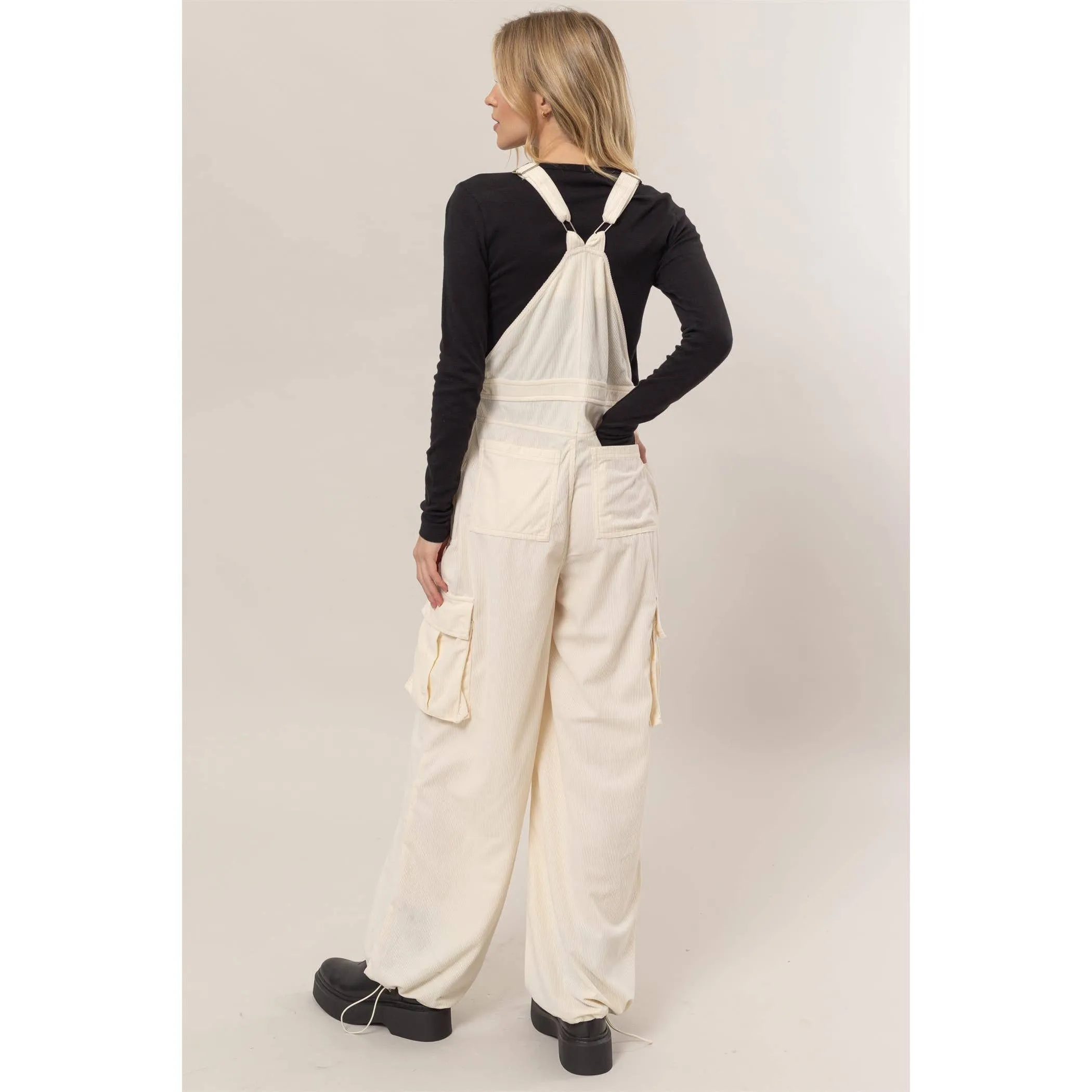 Corduroy Cargo Overalls: Cream