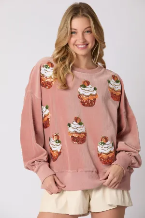 Corduroy Pumpkin Cupcake Sequins