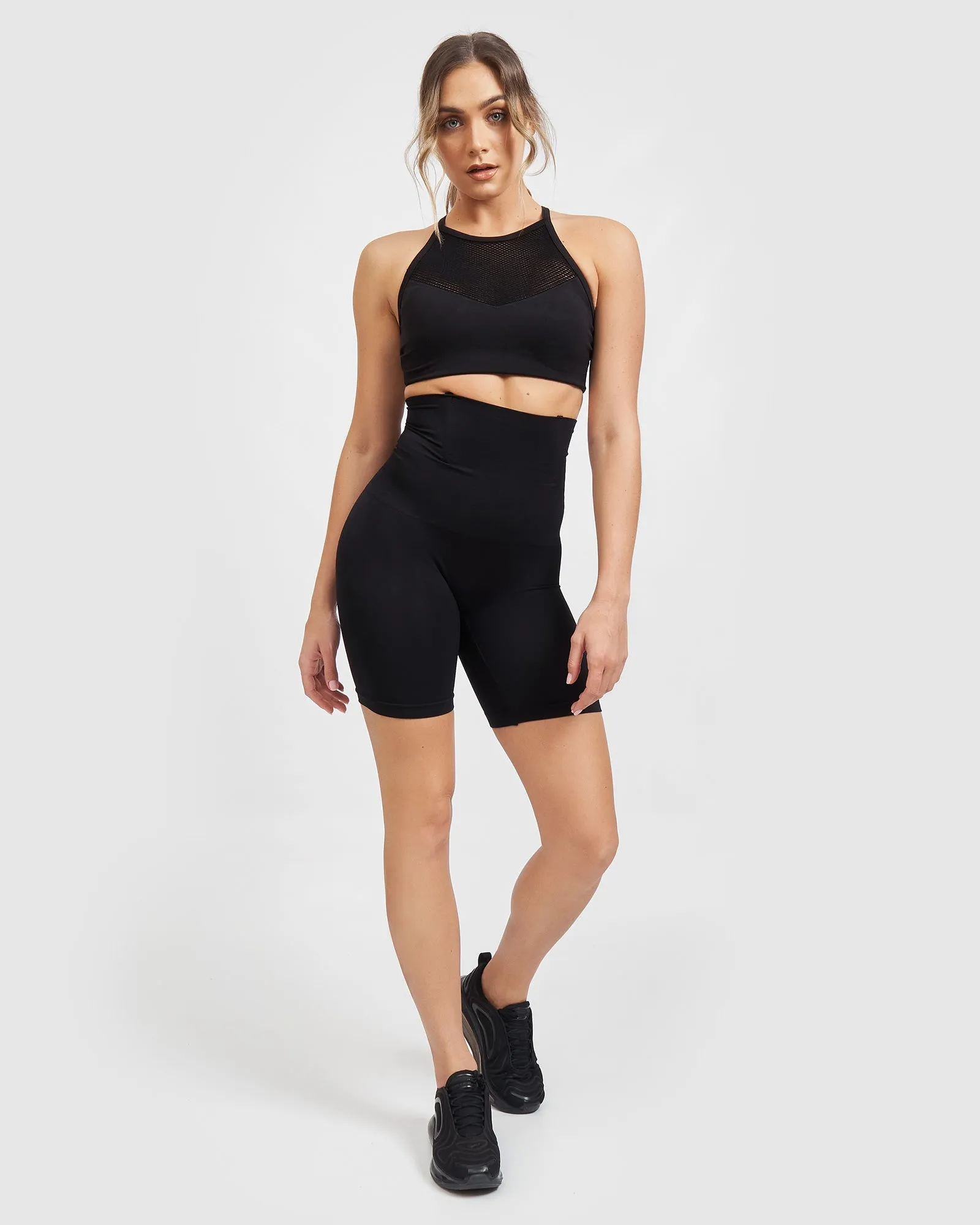 Core Trainer High Waist Midi Shorts Black