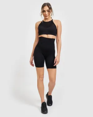 Core Trainer High Waist Midi Shorts Black