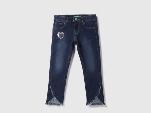 Cotton Blend Solid Ankle Length Girls Jeans